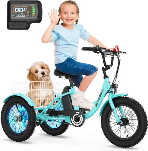 Miniatura 8 de NAIZEA Bicicleta eléctrica para niños, triciclo de 16 pulgadas para niños y niñas de 6 a 12 años, bicicleta eléctrica para niños de 250 W, bicicleta