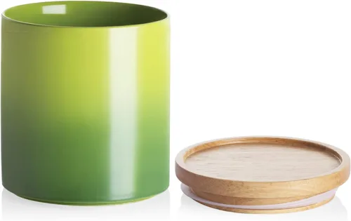 Miniatura 35 de Sweejar Kitchen Canisters - Tarro de cerámica para almacenamiento de alimentos, recipientes apilables con sello hermético y tapa de madera