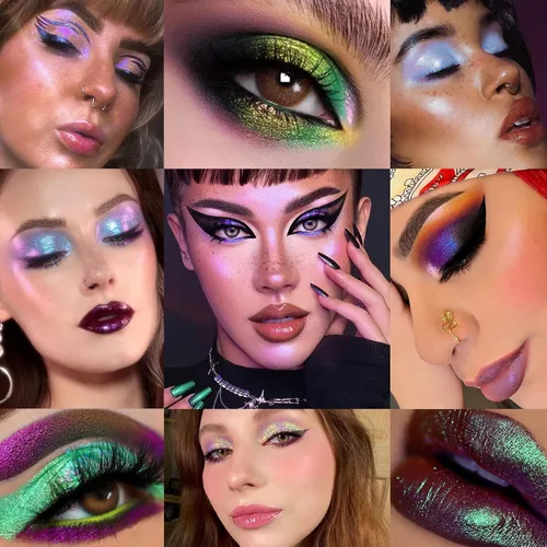 Miniatura 4 de Sombra de ojos líquida líquida brillante de metal duocromo multicromo, brillo de camaleón, impermeable de alta pigmentación, sombra de ojos líquida