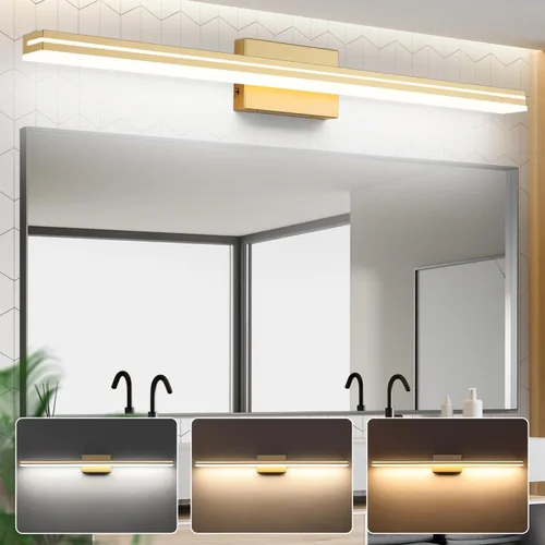 Miniatura 43 de SineRise Barra de Luz LED Moderna para Tocador de Baño de 16 Pulgadas, Accesorios de Iluminación de Pared de Baño Modernos de Acrílico Cromado Sobre