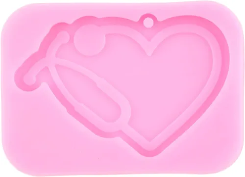 Miniatura 8 de Molde para llavero de silicona para camisa de enfermera, estetoscopio de corazón, molde de fundición con tema de médico, moldes de resina