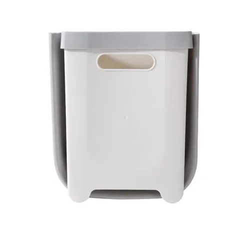 Papelera colgante para puerta de armario de cocina, papelera plegable para cocina, dormitorio, baño y automóvil (2.4 galones, blanco)