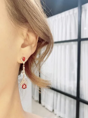Miniatura 6 de Cconcept8 - Aretes largos hipoalergénicos y sin Nikel con zircornia, poste de plata de ley 925 para wamen