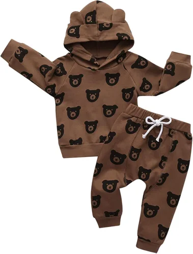 Miniatura 26 de Ropa de bebé niño niño manga larga con estampado de oso + pantalones deportivos