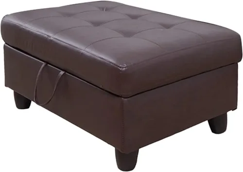 Miniatura 14 de Otomana de almacenamiento de cuero regenerado 37 x 24.5 x 16.5 pulgadas de alto para apartamento, casa, sala de estar, oficina (negro, otomano)