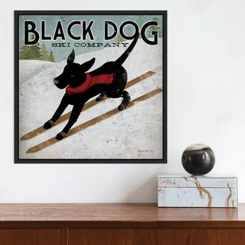 Miniatura 5 de Amanti Art Lienzo enmarcado para pared, diseño de perro negro (cuadrado) de Ryan Fowler (16 pulgadas de ancho x 16 pulgadas de alto), marco negro