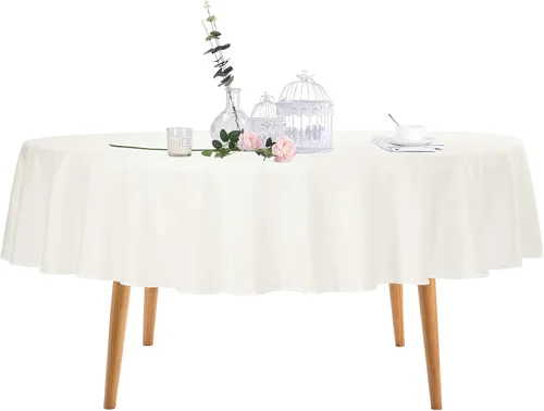 Miniatura 11 de Ascoza Paquete de 2 manteles rectangulares blancos de 60 x 84 pulgadas, tela de poliéster de 4 pies, para bodas, banquetes, restaurantes y fiestas