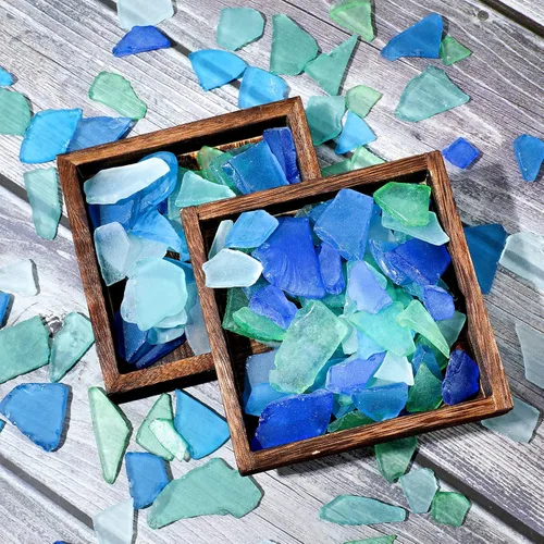 Miniatura 6 de Jetec Cristal de mar de 22 onzas azul caribeño y azul cobalto, blanco y troceado, piezas de vidrio de mar a granel para playa, boda, fiesta