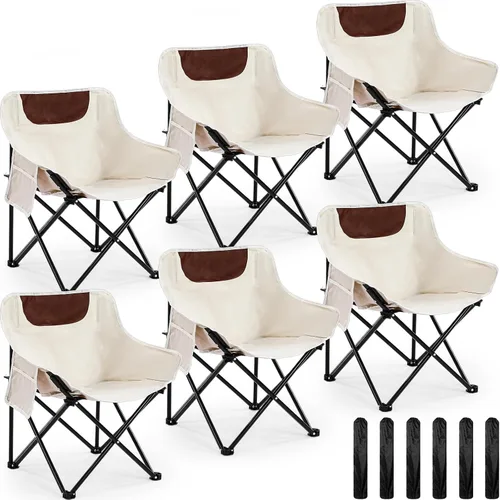 Miniatura 8 de FairySandy Paquete de 6 sillas portátiles para campamento, sillas de campamento plegables ligeras al aire libre, sillas de campamento compactas