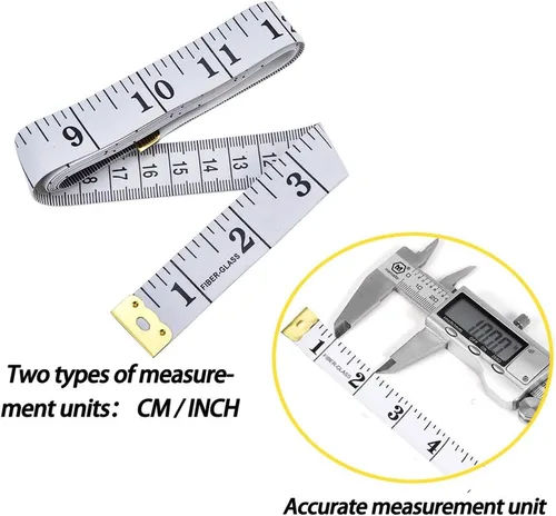 Miniatura 2 de Cinta métrica suave de 79 pulgadas/78.7 in, cinta métrica de bolsillo para coser cuerpo, tela a medida, color blanco, paquete de 2