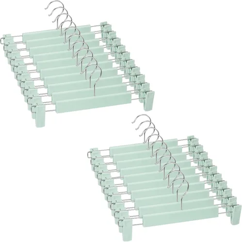 Miniatura 12 de Perchas para faldas, paquete de 20 unidades, perchas para pantalones con clips, gancho giratorio de 360°, perchas que ahorran espacio