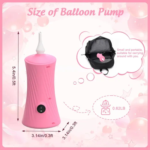 Miniatura 2 de Balloon Pump Electric Air Pump for Long Balloon Inflator Blower Machine for Birthday Party Celebration Balloons Decorations for Twisty Animal Rosa