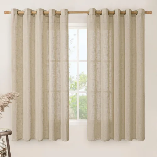 Miniatura 165 de LAMIT Cortinas de lino sintético para dormitorio, paneles filtrantes de luz, cortinas de lino con protección de privacidad con ojales para ventanas
