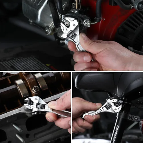 Miniatura 8 de WORKPRO - Llave ajustable de 4 pulgadas de servicio pesado con escala imperial y métrica, llave premium de acero Cr-V, cromada