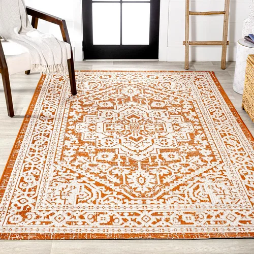 Miniatura 42 de Eyely BMS101D-28 - Alfombra de pasillo con textura de medallón de Santa Mónica Slesi, para interiores y exteriores, estilo costero, bohemio, Gris