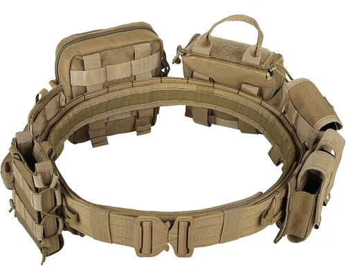 Miniatura 6 de YAKEDA - Cinturones tácticos de batalla 8 en 1, cinturón de caza Molle, cinturón de juego de pesca con bolsas para mayor comodidad y fiabilidad Negro