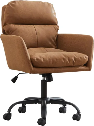 YISHENG Silla de escritorio de piel sintética para oficina en casa, silla giratoria ajustable para computadora con ruedas y brazos, cómoda silla