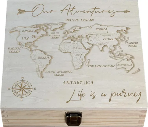 Miniatura 11 de Our Adventures Box, 8.5 x 8 x 2.5 pulgadas, caja de madera, caja de recuerdo, caja de memoria, caja de regalo, regalo de 5 aniversario, ideas