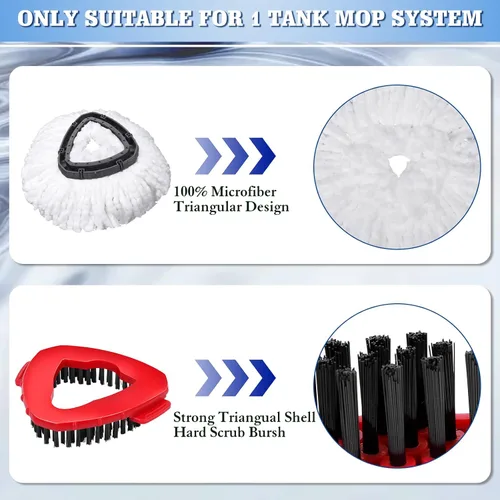 Miniatura 3 de Paquete de 4 cabezales de repuesto de trapeador giratorio compatibles con el sistema Ocedar EasyWring de 1 tanque, cabezal de repuesto de mopa 4