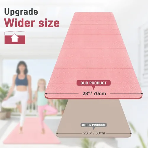 Miniatura 2 de Tapete de yoga plegable de 72 x 28 x 0.25 pulgadas, 27.6 in de ancho, antideslizante, tapete de yoga de viaje de 0.236 in de grosor, esterilla