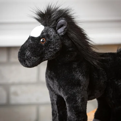 Miniatura 3 de The Petting Zoo Peluche de caballo negro de pie, regalos para niños, animales salvajes de corral Onez, juguete de peluche de caballo negro, 12