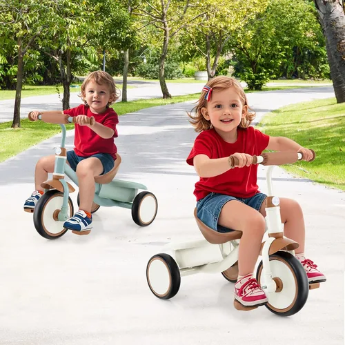 Miniatura 2 de HONEY JOY Triciclo, triciclo para niños de 3 ruedas con asiento ajustable, cesta de almacenamiento extraíble, triciclo para niños de 3 a 5 años