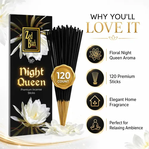 Miniatura 6 de Night Queen - Varitas de incienso 120 unidades Relajación premium Aroma de yoga y meditación ZED BLACK Reina de la noche
