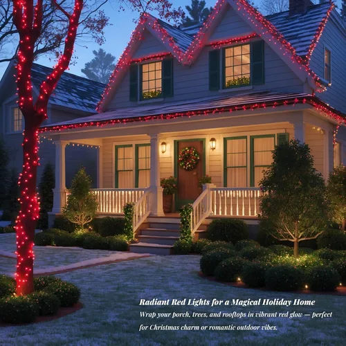Miniatura 2 de Etinga Guirnalda de 100 luces LED rojas de 33 pies, luces de hadas enchufables con 8 modos de iluminación, luces decorativas impermeables