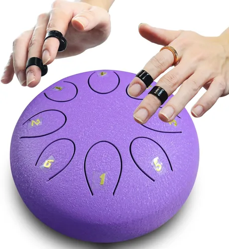 Miniatura 3 de REGIS Tambor metálico de lengüetas, de acero, 6 pulgadas, 8 notas musicales, instrumento de percusión, tambor de lluvia para exteriores, regalo