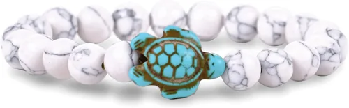 Fahlo Pulsera de seguimiento de tortuga marina, elástica, soporta la conservación de tortugas marinas, talla única para hombres y mujeres, Piedra,