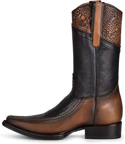 Miniatura 4 de Cuadra - Botas vaqueras para hombre en piel de avestruz color negro