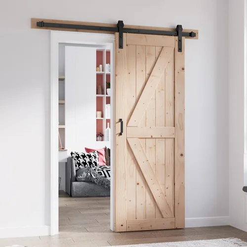 Miniatura 26 de FREDBECK - Puerta de granero de madera de 48 x 84 pulgadas con kit de herrajes para puerta de granero de 8 pies incluido, forma K, panel de abeto