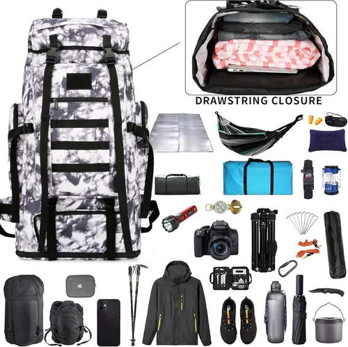 Miniatura 4 de Mochila de senderismo W WINTMING para hombres 70L/100L, mochila de campamento, mochila militar Molle, paquete de asalto de 3 días para escalada