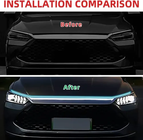 Miniatura 3 de Ziciner Tira de luz para capó de automóvil, tira LED flexible de 59 pulgadas, impermeable, luces de circulación diurna, accesorios universales