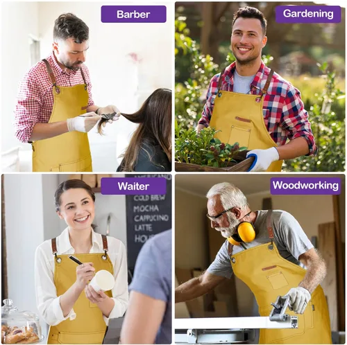 Miniatura 5 de Delantal de chef para hombres y mujeres con paquete de regalo, delantal de espalda cruzada con bolsillos para cocina, horneado, artista, pintura