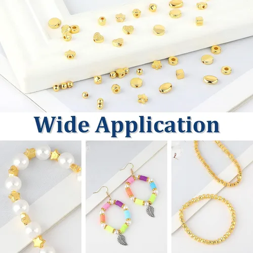 Miniatura 4 de 1500 Piezas 10 Estilos Cuentas Espaciadoras Doradas Surtidas para Hacer Joyas Cuentas Sueltas para Pulsera Collar Pendientes Manualidades DIY Dorado