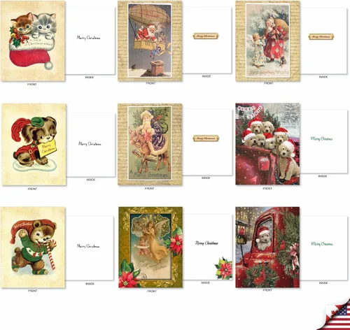 Miniatura 4 de The Best Card Company Juego de 36 tarjetas navideñas surtidas de 4 x 5.12 pulgadas con sobres para hombres y mujeres (diseños de 36 x 1) Vintage