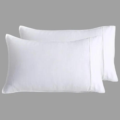 Miniatura 28 de S VICTORY SYMBOL Juego de 2 fundas de almohada de lino 100% orgánico, fundas de almohada de lino natural francés con cierre de botones de coco