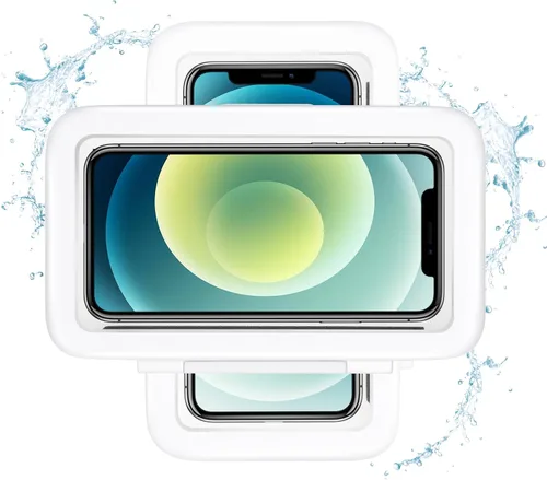 Miniatura 10 de KUNSLUCK Soporte impermeable para teléfono de ducha, rotación de 360°, antivaho de alta sensibilidad, soporte de teléfono para pantalla táctil