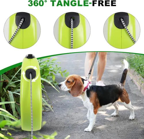 Miniatura 3 de Correa retráctil para perro de 30 pies, 30 pies, 360° sin enredos para perros medianos y grandes de hasta 77 libras, freno de una mano, pausa con un