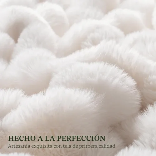 Miniatura 4 de EverGrace - Manta ultra suave de lujo, esponjosa, de pelo de conejo sintético, gruesa, cálida, de burbujas, para cama, mantas reversibles de felpa
