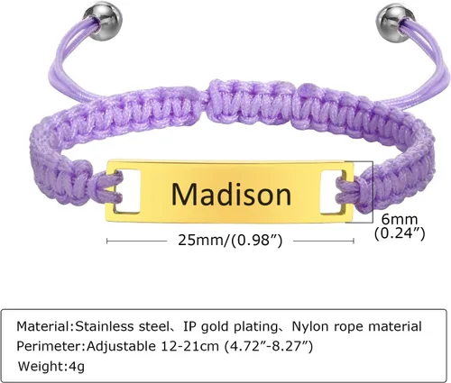 Miniatura 56 de Pulsera de barra para bebé: chapado en oro de 18 quilates, pulsera con placa de identificación personalizada para niños pequeños de mamá, nombre