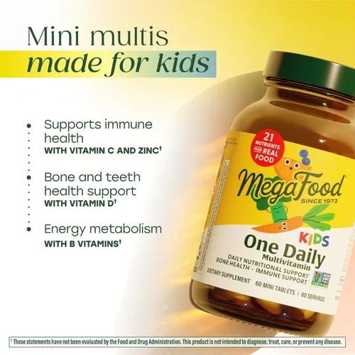 Miniatura 3 de MegaFood Kids One Daily Multivitamínico - Práctico mini multivitamínico para niños, con zinc, vitaminas C, B y D, vegetariano, sin gluten, sin OMG