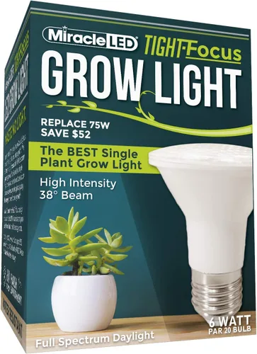 Miracle LED Foco apretado LED de espectro completo luz diurna bombilla de crecimiento de una sola planta 6W reemplazo 75W incandescente luz de