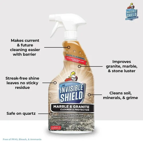 Miniatura 2 de Invisible Shield Limpiador y protector de mármol y granito con peróxido de hidrógeno – 32 onzas líquidas por UNELKO- Clean-X paquete de 2