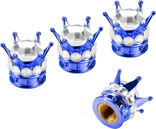 Tapas de vástago de válvula de neumático Crown, 4 piezas hechas a mano con diamantes de imitación brillantes, cubiertas de tapas de aire de vástago
