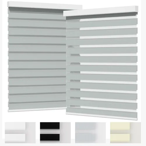 Miniatura 35 de MYshade Persianas enrollables de cebra opacas (85 %) con cordón para ventanas interiores, persianas de doble capa beige para dormitorio, baño, sala