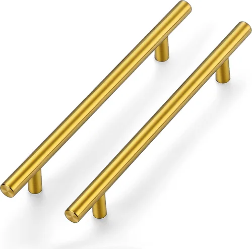 Miniatura 13 de Ravinte Paquete de 5 manijas doradas para gabinete, tiradores de gabinete de cocina de latón cepillado de 2-1/2 pulgadas, tiradores de cajones