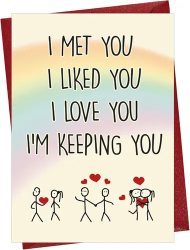 Cheerin Divertida tarjeta de aniversario con sobres, tarjetas de amor humorísticas para él y ella, tarjeta romántica para marido, esposa, prometido,