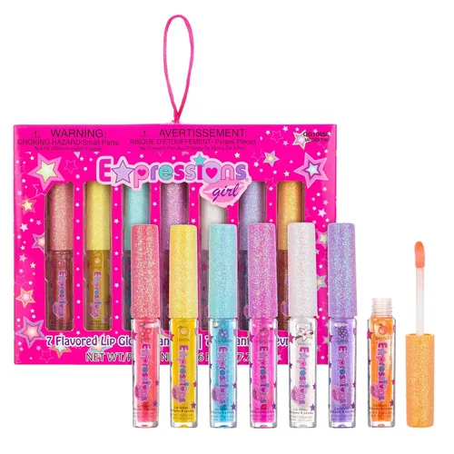 Juego de 7 brillos de labios con sabor a fruta, brillo de labios en varios sabores afrutados, maquillaje no tóxico para niños y adolescentes